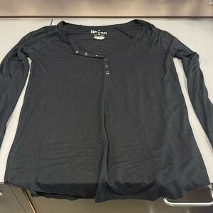 America Eagle Soft & Sexy long sleeve Henley black shirt size small